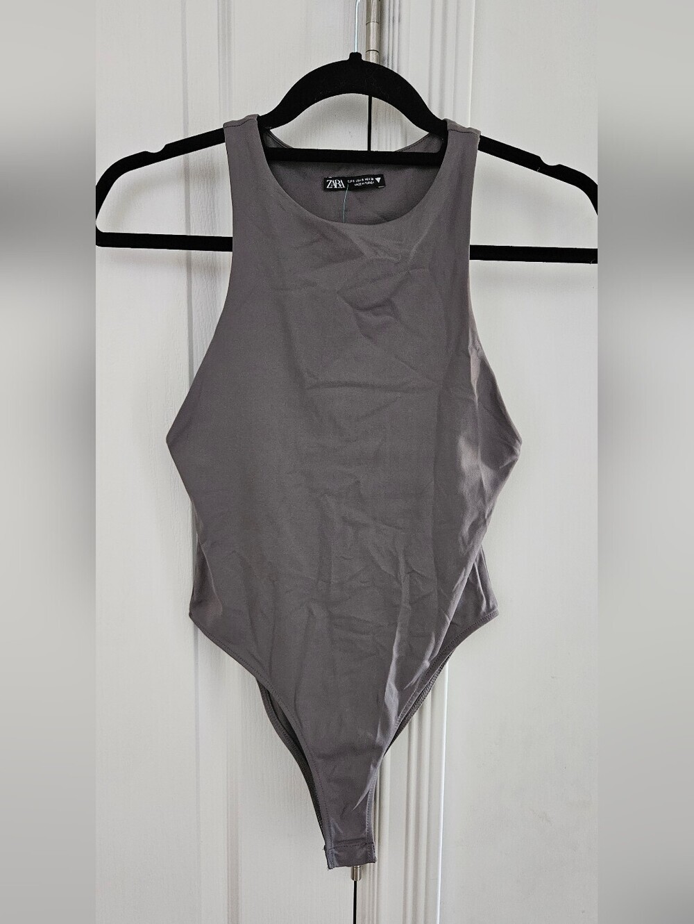 Zara Sleeveless Gray High-Neck Bodysuit